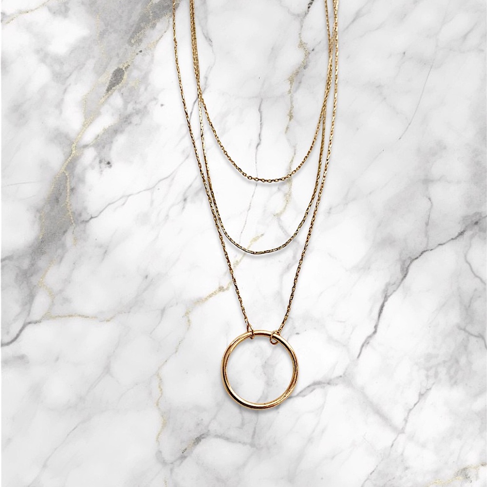 LAYERED HOOP PENDANT NECKLACE